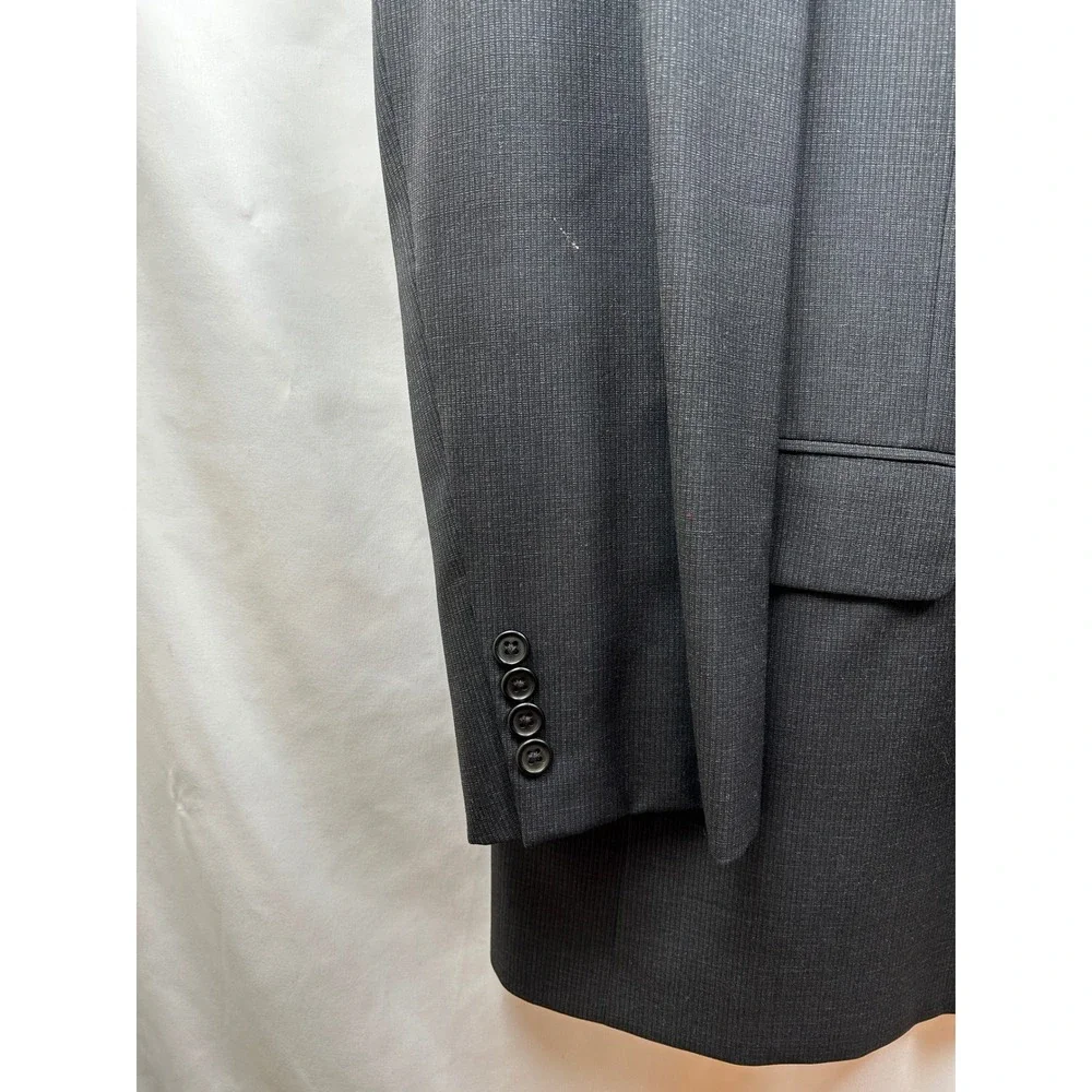 Hickey Freeman Wool Suit Set Men 48L 36x30 Gray USA Union Made 2-Piece Classic‎